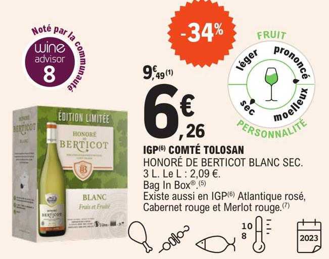 igp comté tolosan honoré de berticot blanc sec