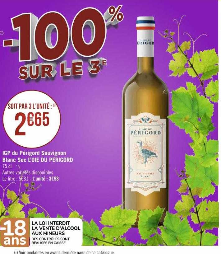 igp du périgord sauvignon blanc sec l'oie du périgord