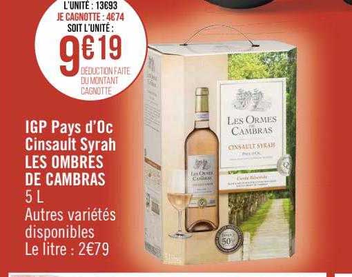 igp pays d'oc cinsault syrah les ombres de cambras