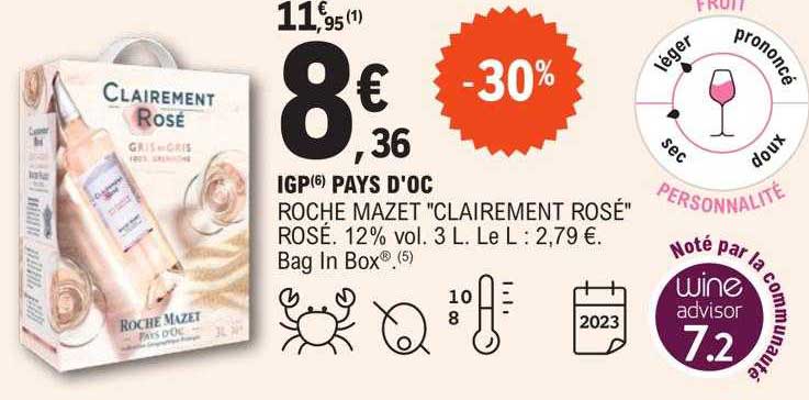 igp pays d'oc roche mazet "clairement rosé" rosé