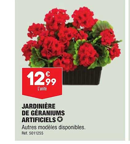 jardinière de géraniums artificiels