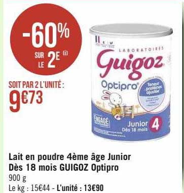lait en poudre 4ème âge junior dès 18 mois guigoz optipro