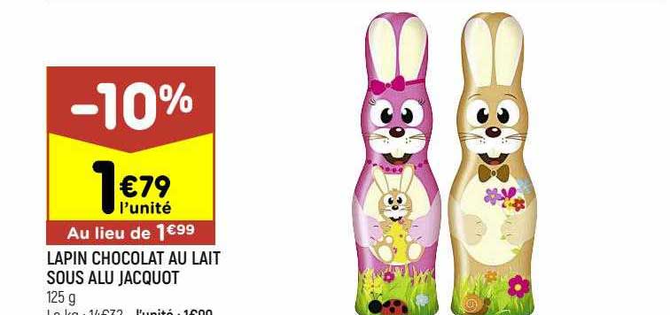 lapin chocolat au lait sous alu jacquot