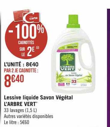lessive liquide savon végétale l'arbre vert