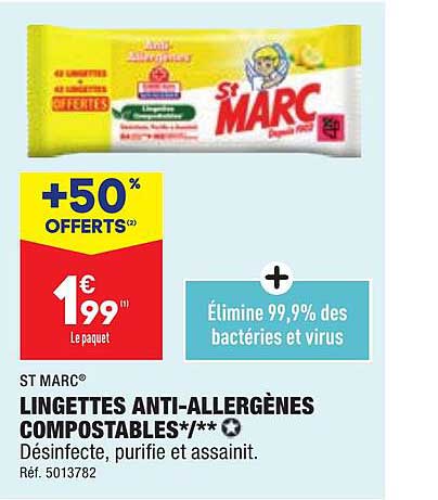 lingettes anti-allergènes compostables st marc
