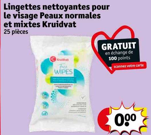 lingettes nettoyantes pour le visage peaux normales et mixtes kruidvat