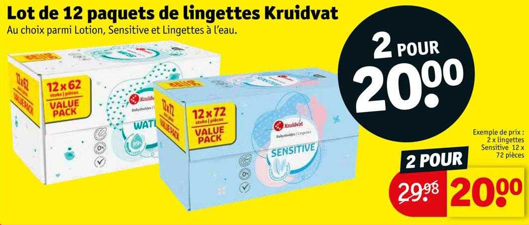lot de 12 paquets de lingettes kruidvat