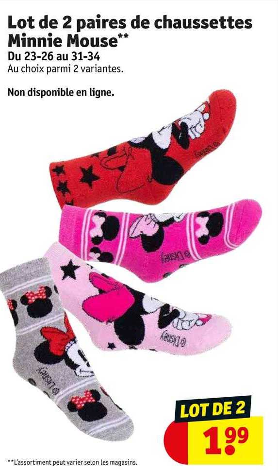 lot de 2 paires de chaussettes minnie mouse