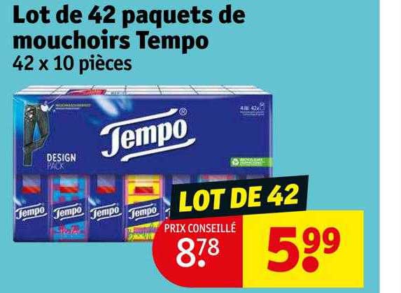 lot de 42 paquets de mouchoirs tempo