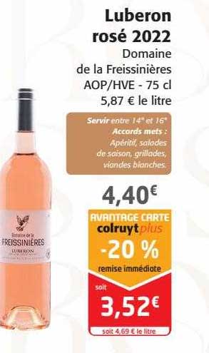 luberon rosé 2022 domaine de la freissinières aop-hve