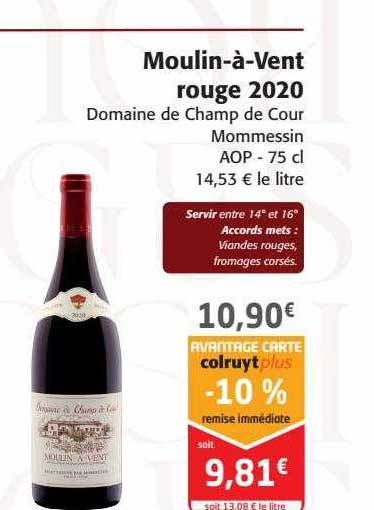 moulin-à-vent rouge 2020 domaine de champ de cour mommessin aop