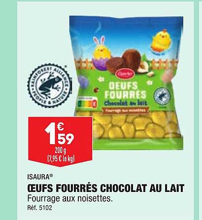 œufs fourrés chocolat au lait isaura