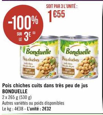 pois chiches cuits dans très peu de jus bonduelle