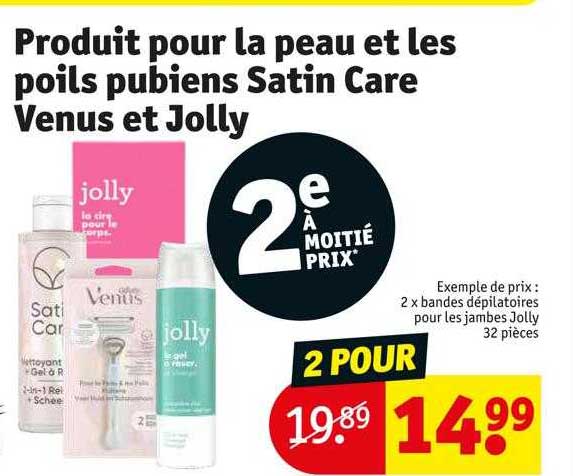 produit pour la peau et les poils pubiens satin care venus et jolly