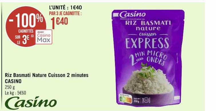 riz basmati nature cuisson 2 minutes casino