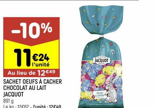 sachet œufs à cacher chocolat au lait jacquot