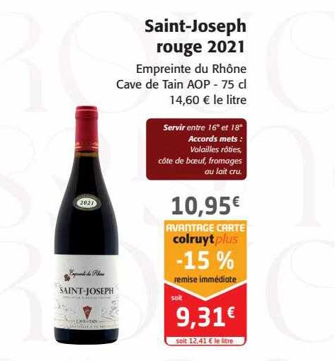 saint-joseph rouge 2021 empreinte du rhône cave de tain aop