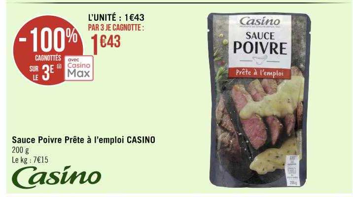 sauce poivre prête à l'emploi casino