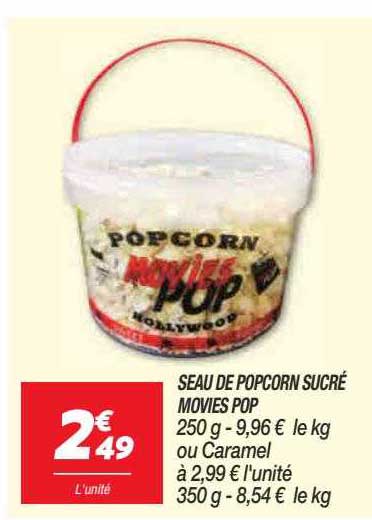 seau de popcorn sucré movies pop