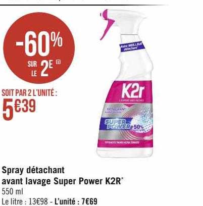 sprya détachant avant lavage super power k2r