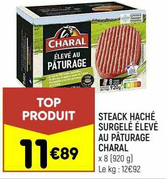 steak haché surgelés élevé au pâturage charal