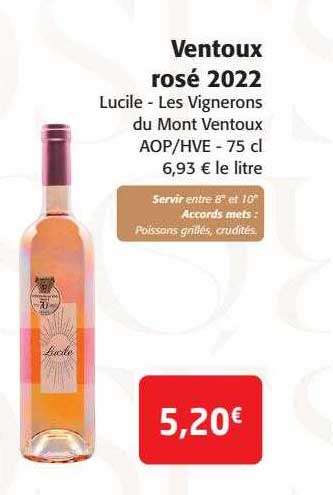 Ventoux Rosé 2022 Lucile - Les Vignerons Du Mont Ventoux Aop-hve