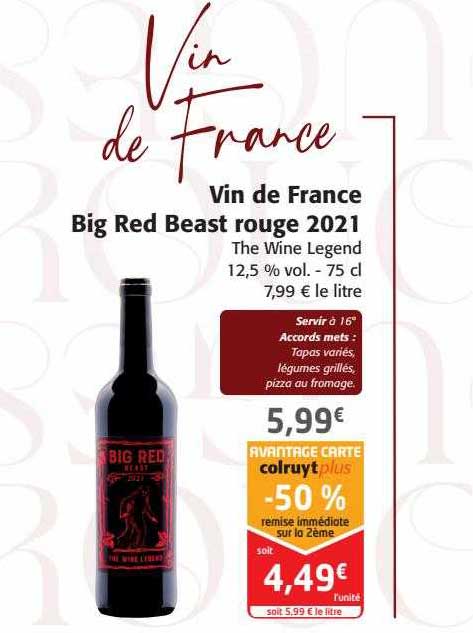 vin de france big red beast rouge 2021 the wine legend 12,5% vol.