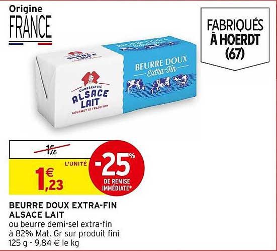 beurre doux extra-fin alsace lait