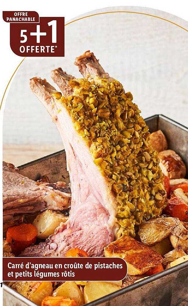 carré d'agneau en croûte de pistaches et petits légumes rôtis