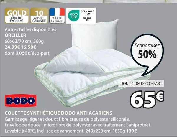 couette synthétique dodo anti acariens