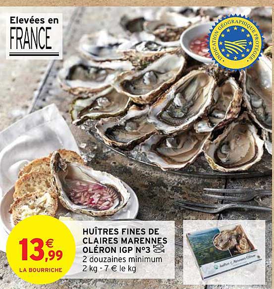 huîtres fines de claires marennes oléron igp n°3