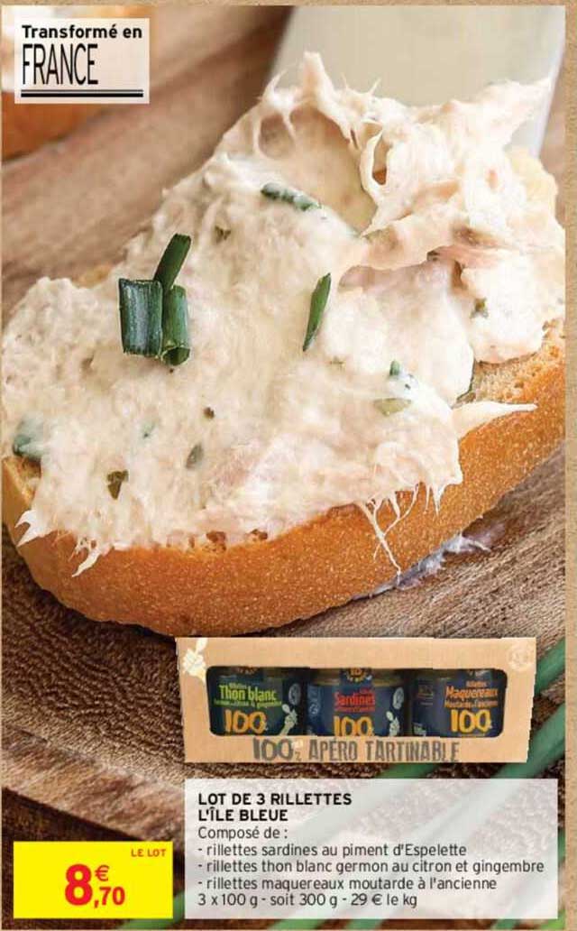 lot de 3 rillettes l'île bleue