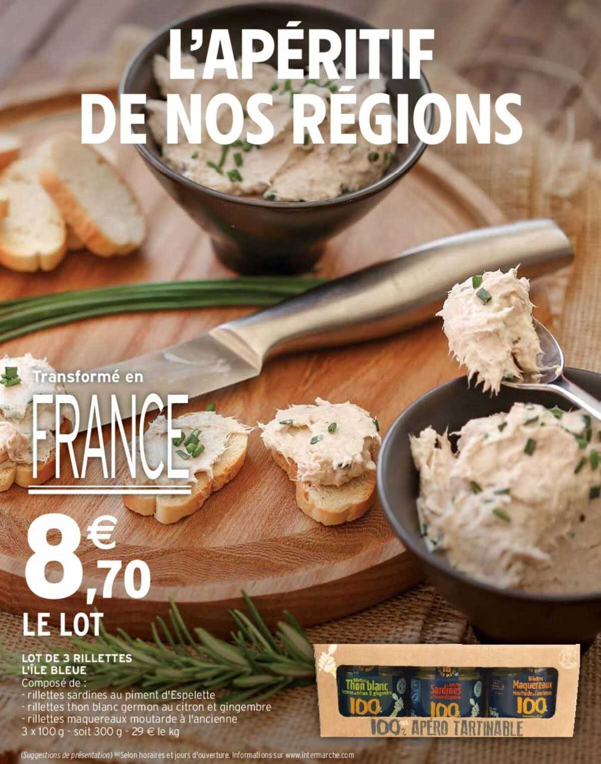 lot de 3 rillettes l'île bleue