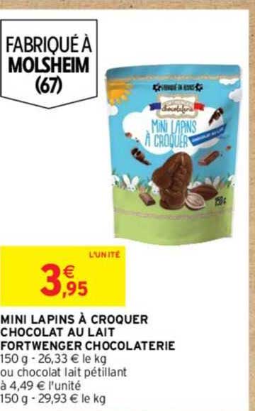 mini lapins à croquer chocolat au lait fortwenger chocolaterie