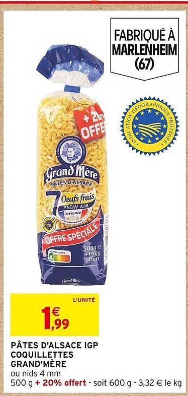 Pâtes D'alsace Igp Coquillettes Grand'mère