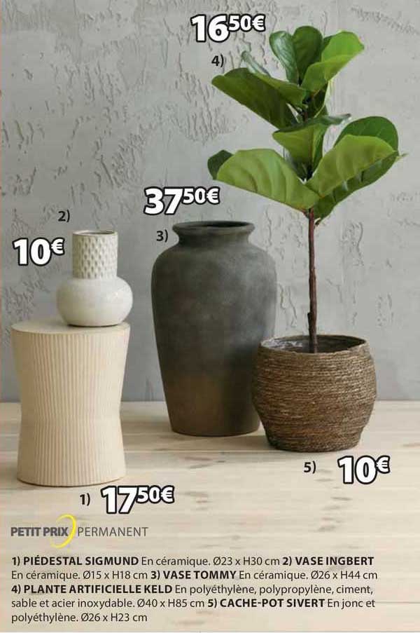 piédestal sigmund, vase ingbert, vase tommy, plante artificielle keld, cache-pot sivert