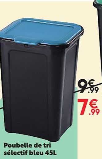poubelle de tri sélectif bleu 45 l