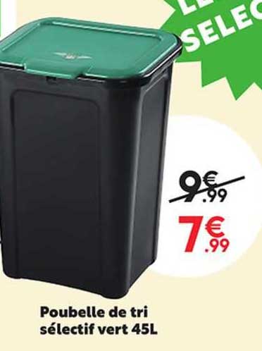 poubelle de tri sélectif vert 45 l