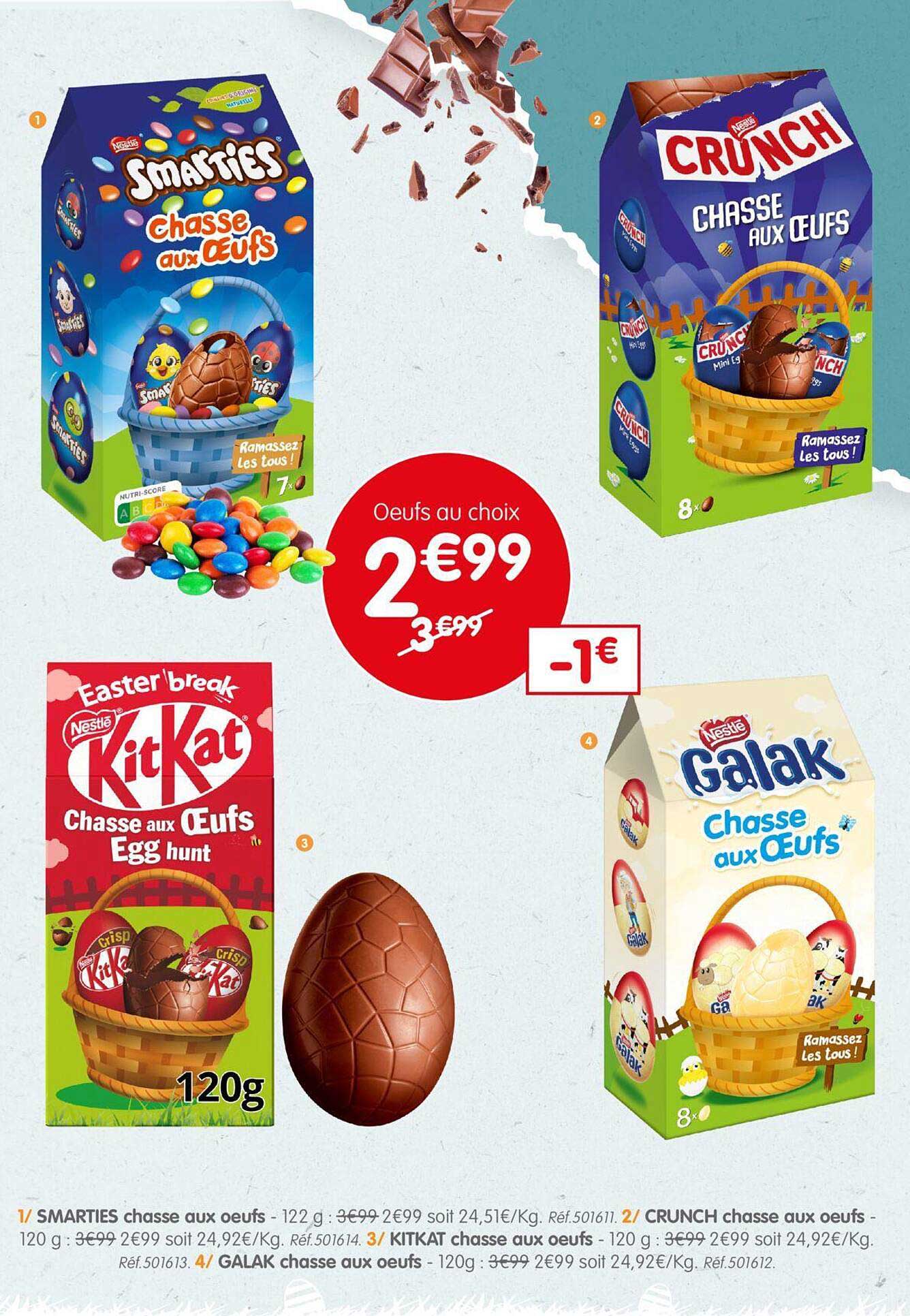 smarties chasse aux œufs, crunch chasse aux œufs, kit kat chasse aux œufs, galak chasse aux œufs