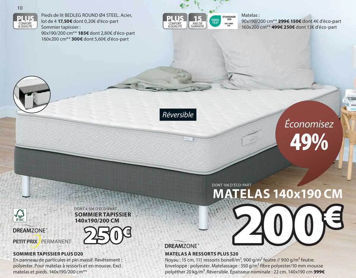 sommier tapissier plus d20 dreamzona, matelas à ressorts plus s20 dreamzone