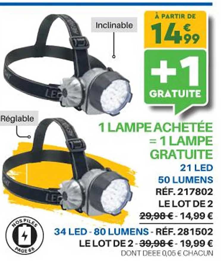 1 lampe achetée = 1 lampe gratuite : 21 led 50 lumens, 34 led - 80 lumens