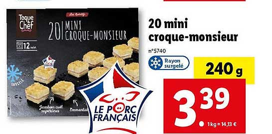 20 mini croque-monsieur toque du chef