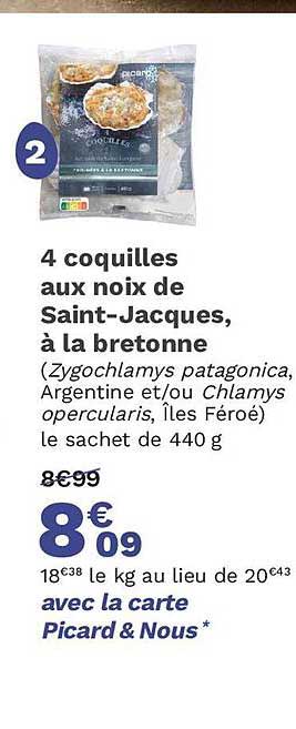 4 coquilles aux noix de saint-jacques, à la bretonne