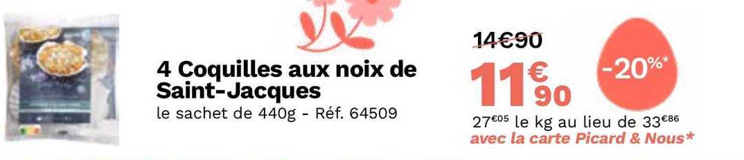 4 coquilles aux noix de saint-jacques