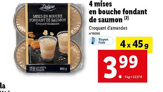 4 mises en bouche fondant de saumon deluxe