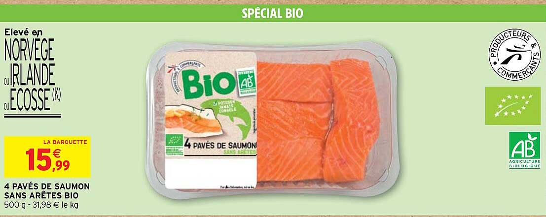 4 pavés de saumon sasns arêtes bio