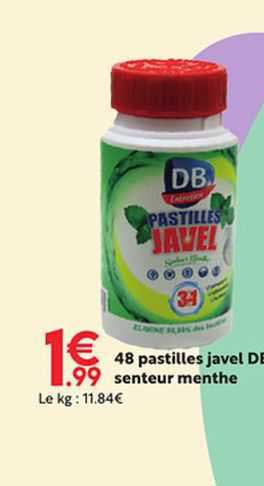48 pastilles javel db senteur menthe