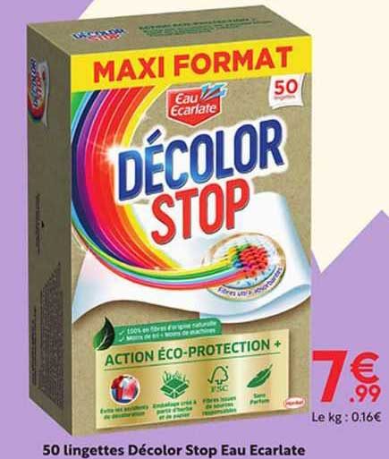 50 lingettes décolor stop eau ecarlate