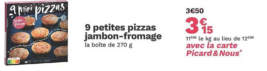 9 petites pizzas jambon-fromage