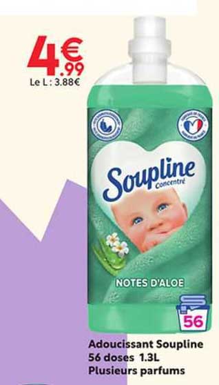 adoucissant soupline 56 doses plusieurs parfums